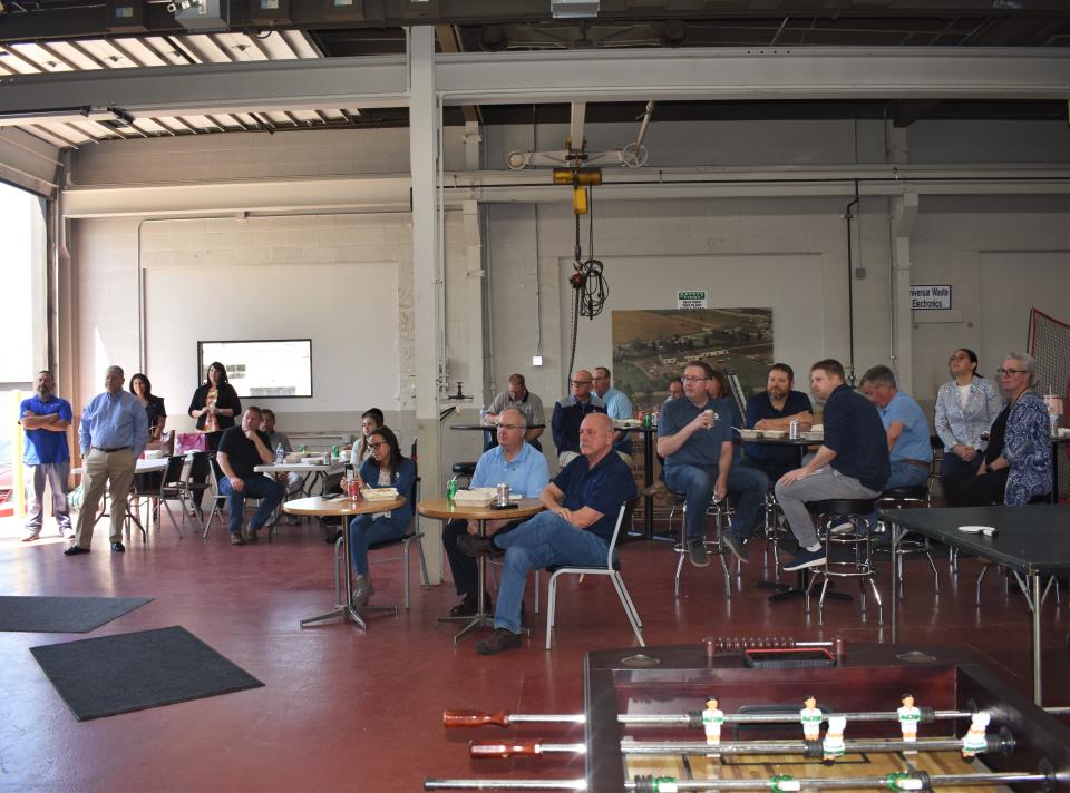 Brazeway employees gathered for a presentation Wednesday, May 10, by the Lenawee Community Foundation that thanked the Adrian-based manufacturer for its many years of giving throughout the community.