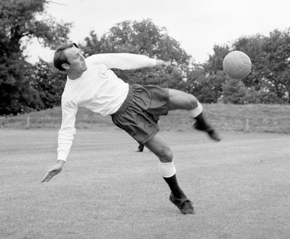 Greaves in a training session for Tottenham (PA) (PA Archive)