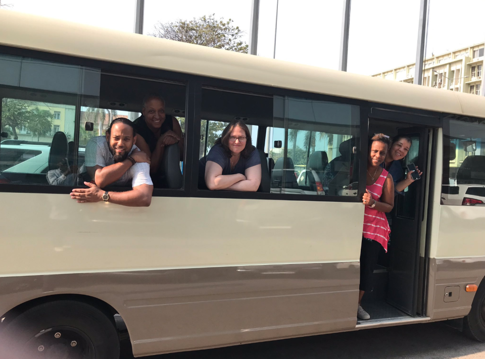 Before their eight hour drive to villages in Kalandula, Angola, The USA TODAY reporting team stopped to document part of their journey. The team included (left to right) Jarrad Henderson, visual journalist; Wanda Tucker; Kelley Benham French, editor; Deborah Barfield Berry, reporter and Nichelle Smith, reporter.