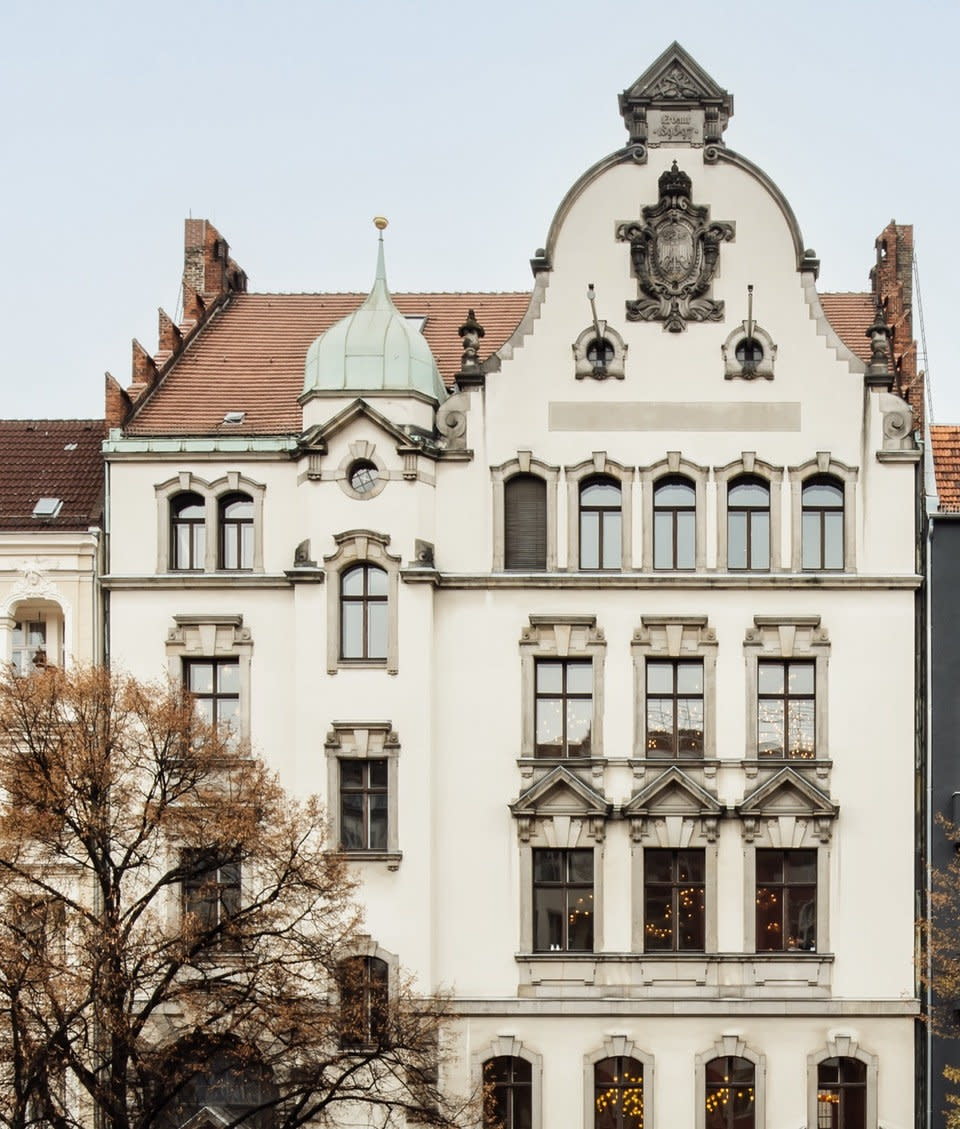 Grand courthouse facade of Berlin's Wilmina Hotel, formerly the Charlottenburg Women's Prison.