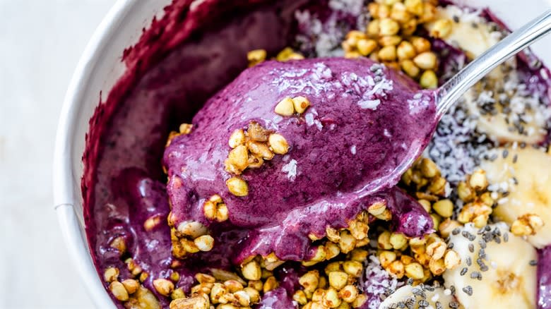 açai bowl with buckwheat granola