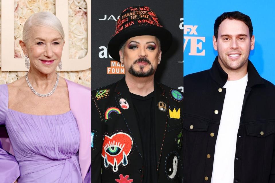 Helen Mirren, Boy George and Scooter Braun are in support of Israel’s inclusion in Eurovision 2024 (Getty)