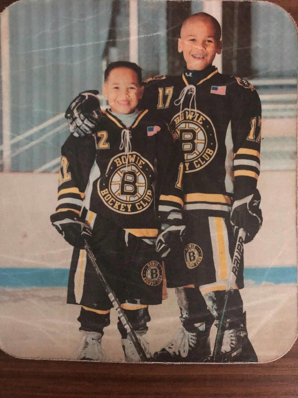 Bryce Montgomery, right, and younger brother Blake both were involved with hockey at a young age.