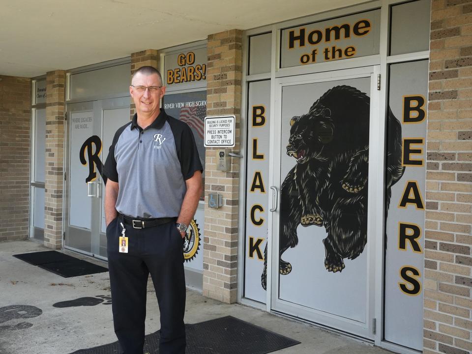 June 16, 2022; Warsaw, Ohio; River View Local School District superintendent Chuck Rinkes poses for a portrait at Warsaw River View High School in Coshocton County.  Fred Squillante- The Columbus Dispatch