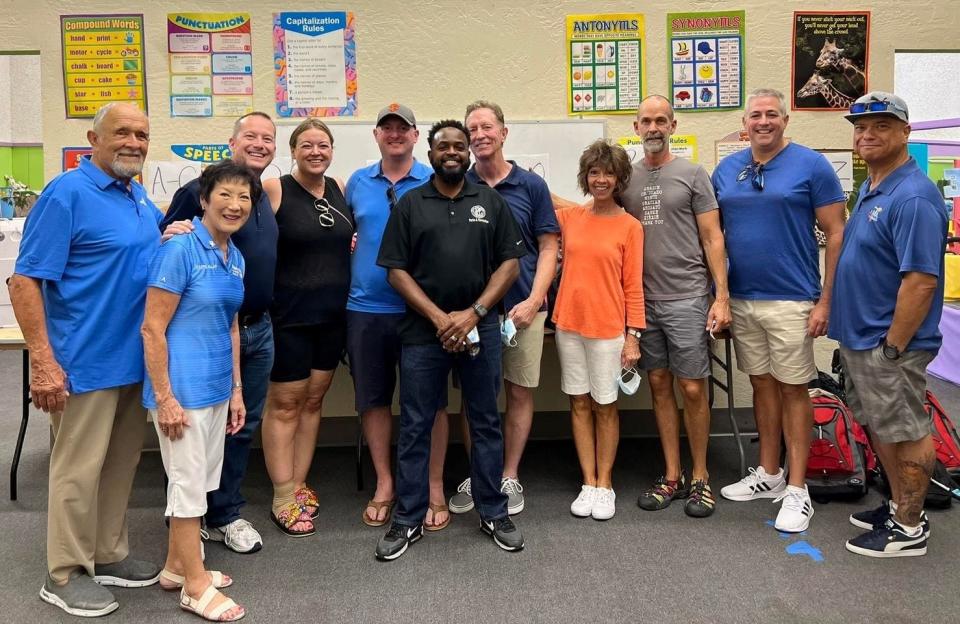 Palm Springs Sunup Rotary Club members participated in the Back to School Backpack Giveaway program at the James O. Jesse Highland Unity Center on Aug. 2, 2022.