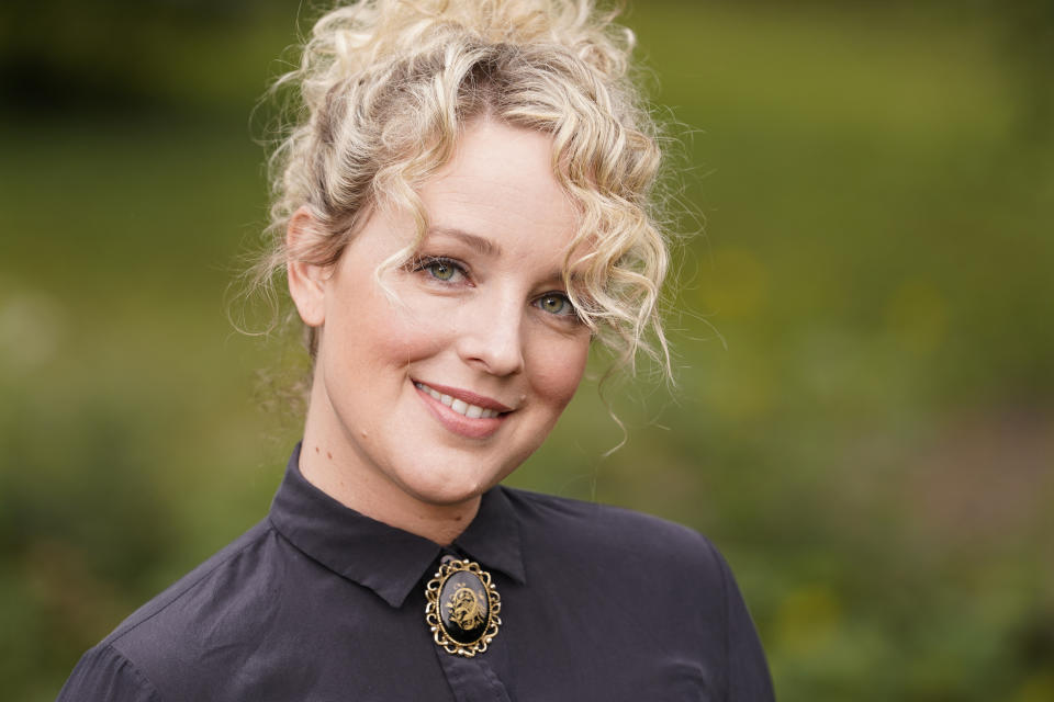 Country singer Cam poses in Nashville, Tenn., on Wednesday, Sept. 23, 2020 to promote her second album “The Otherside.” (AP Photo/Mark Humphrey)