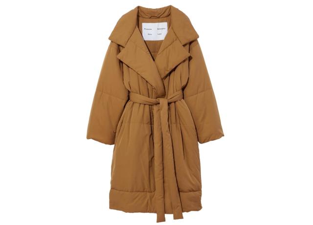 Bernardo Herringbone Belted Hooded Wrap Coat