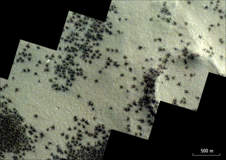 Satellite discovers spider-like formations on Mars from a previous mission.