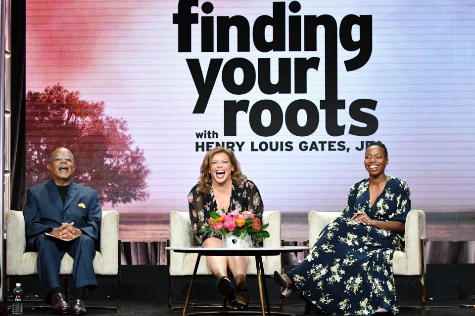 'Finding Your Roots' host Henry Louis Gates Jr., left, was joined by Season 6 participants Justina Machado and Sasheer Zamata, for a Television Critics Association panel Monday.