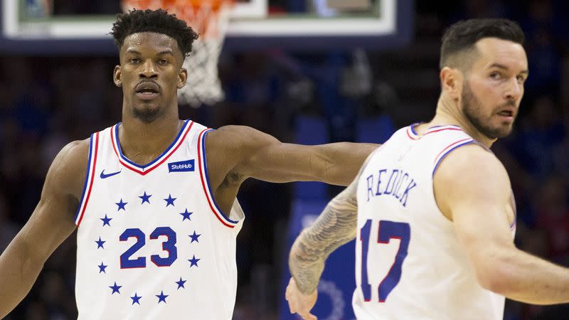 Pictured here, former 76ers teammates Jimmy Butler and JJ Redick.