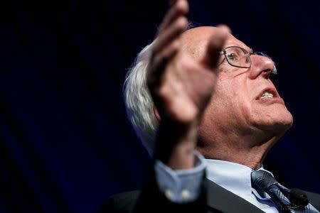 U.S. Senator Bernie Sanders (I-VT), Democratic presidential candidate, delivers remarks at a Congressional Hispanic Caucus Institute presidential candidates forum in Washington, October 7, 2015. REUTERS/Jonathan Ernst