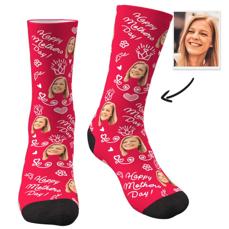 Socks with a woman's face on them