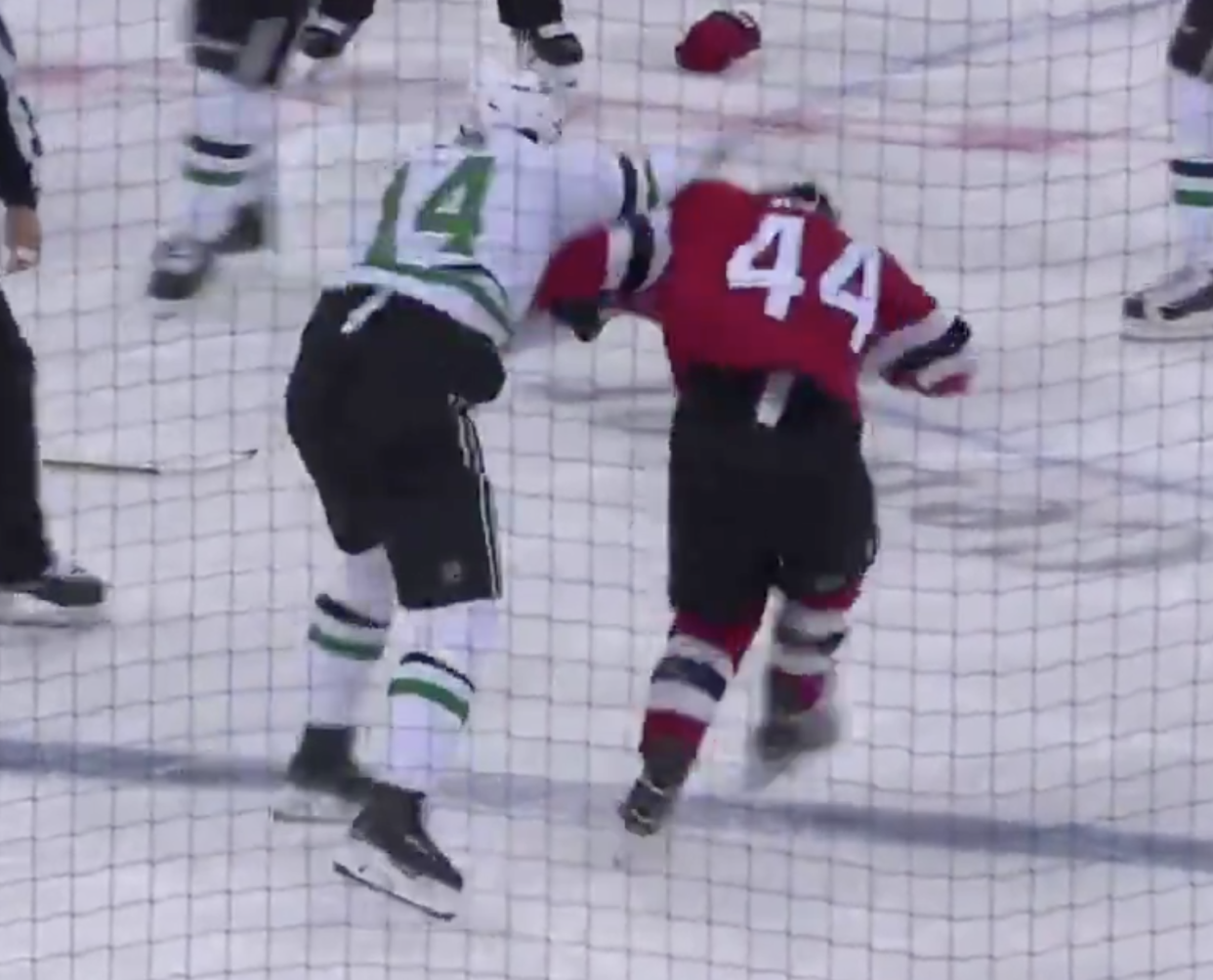 Jamie Benn and Miles Wood got into a heated donnybrook on Tuesday night.