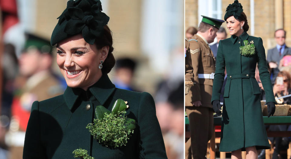 Kate hands out shamrock to Officers and Warrant Officers at the St Patrick’s Day parade [Photos: PA]