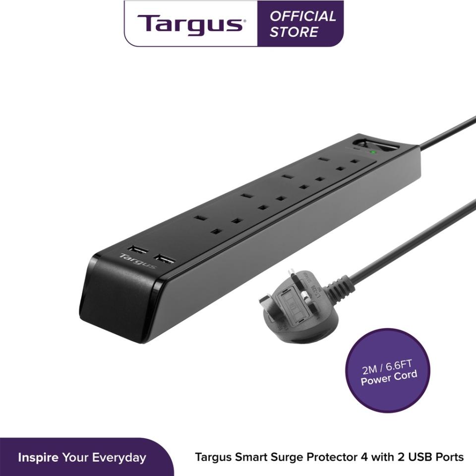 Targus Smart Surge Protector 4 with 2 USB Ports UK. (Photo: Shopee SG)