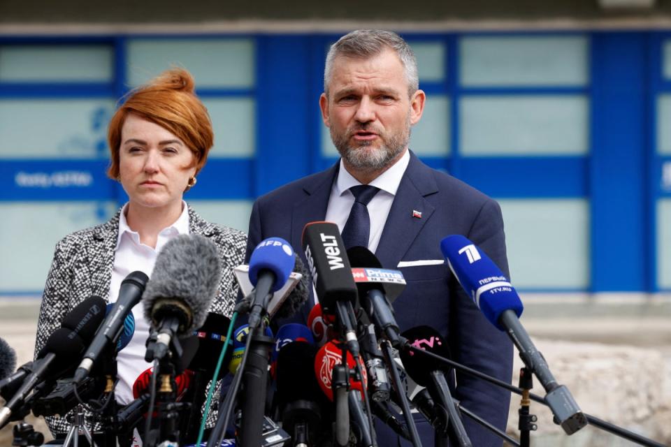 Slovakian president Peter Pellegrini said if the bullets struck just a few millimetres either side, Mr Fico would have been killed by the lone-wolf gunman (Reuters)