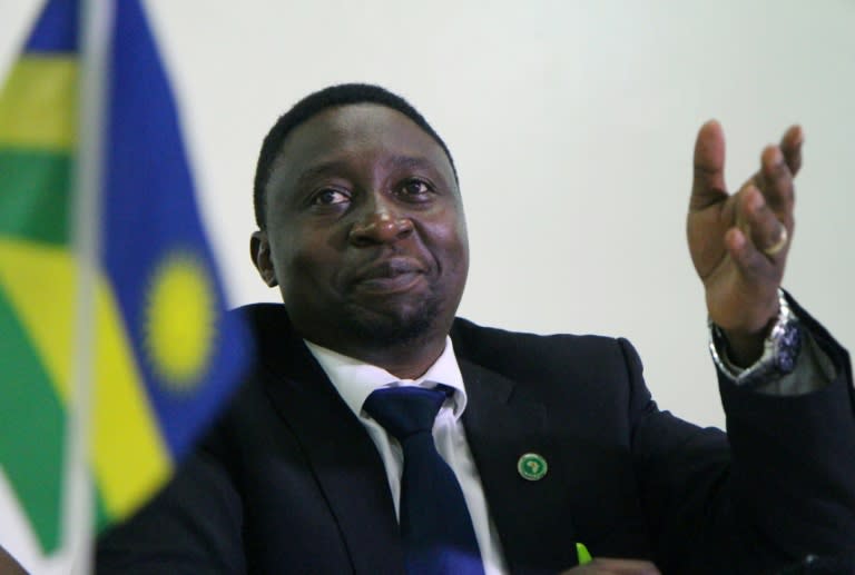 This file photo taken on December 17, 2016 shows Frank Habineza, leader of the Democratic Green Party, a Rwandan opposition group, who is contesting the country's presidential election
