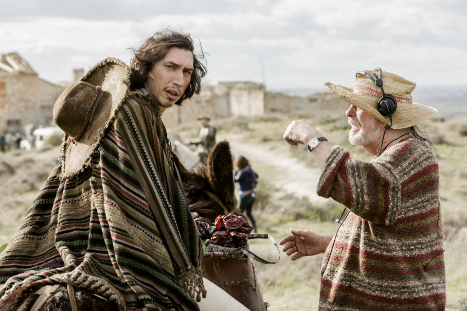 Driver and Terry Gilliam on the set of 'The Man Who Killed Don Quixote' (Photo: Diego Lopez Calvin/Courtesy of Screen Media)