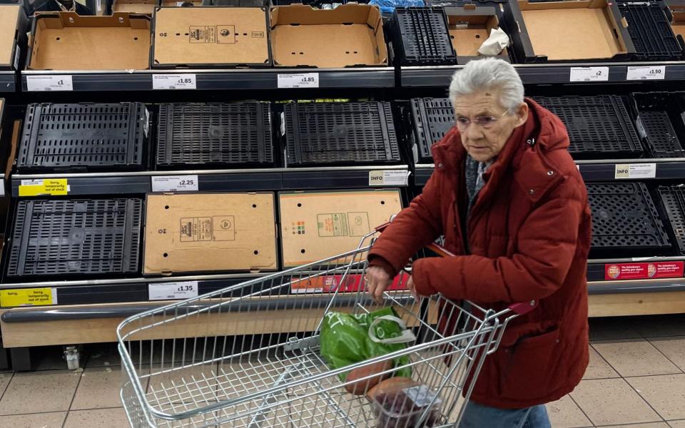 fruit and vegetable shelves empty in supermarket rationing crisis - DANIEL LEAL/AFP via Getty Images