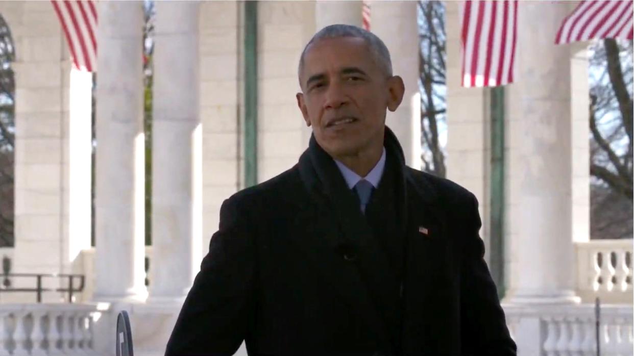 <p>In this screengrab, Former president Barack Obama speaks during the Celebrating America Primetime Special on 20 January 2021</p> (Getty Images)