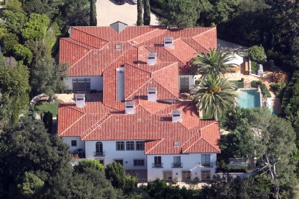 Aerial view of David Beckham and Victoria Beckham's home in Beverly Hills, California.