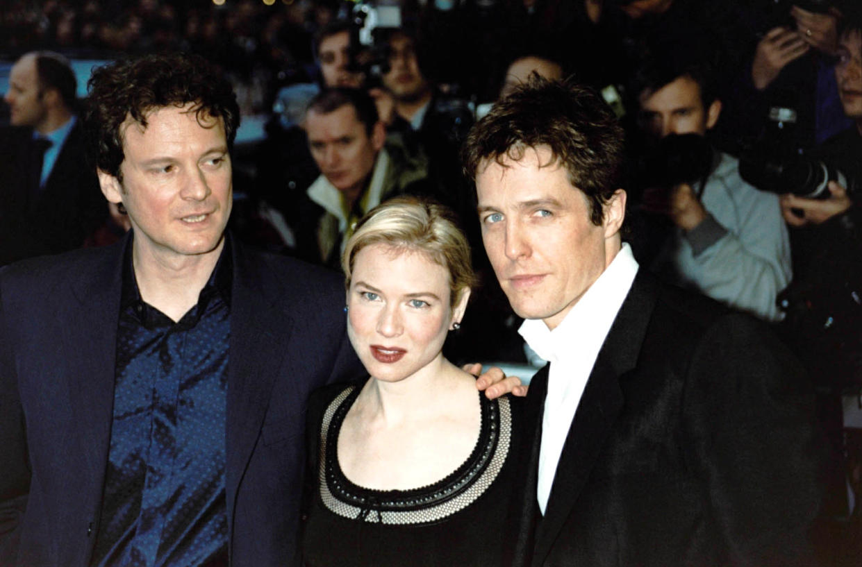 Colin Firth, Renee Zellweger y Hugh Grant estrellas de ' El diario de Bridget Jones' llegando para el estreno en el Reino Unido en el Empire en Leicester Square de Londres. (Foto de William Conran - PA Images/PA Images vía Getty Images)