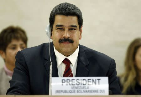 Venezuela's President Nicolas Maduro attends the United Nations Human Rights Council during a special session in Geneva, Switzerland November 12, 2015. REUTERS/Denis Balibouse