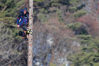 <p>US ski team spotter takes position off course during the Ladies’ Downhill Alpine Skiing training on day eleven of the PyeongChang 2018 Winter Olympic Games at Jeongseon Alpine Centre on February 20, 2018 in Pyeongchang-gun, South Korea. (Photo by Tom Pennington/Getty Images) </p>