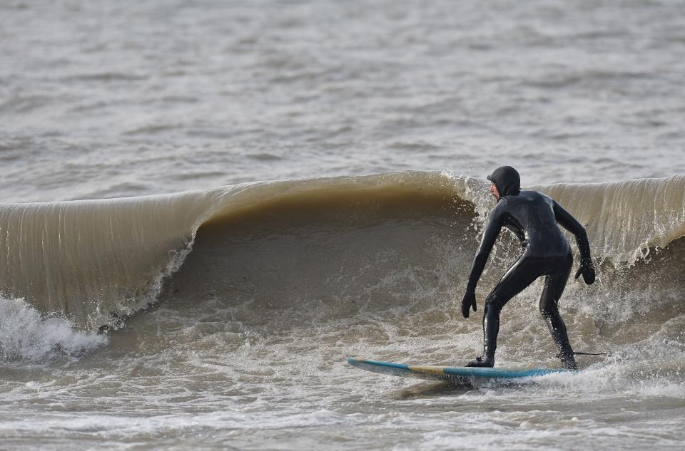 Conditions can be good for surfing on Lake Erie as Dan McDavitt found off Beach 1 at Presque Isle State Park in December 2017.
