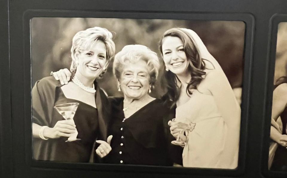 Writer with her grandmother and cousin in 2000