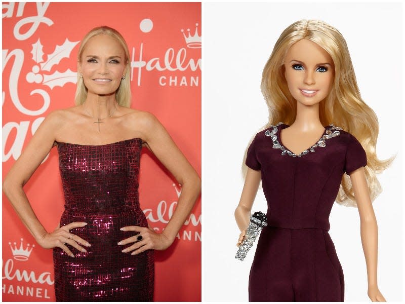 Kristin Chenoweth as a Barbie in a side by side image