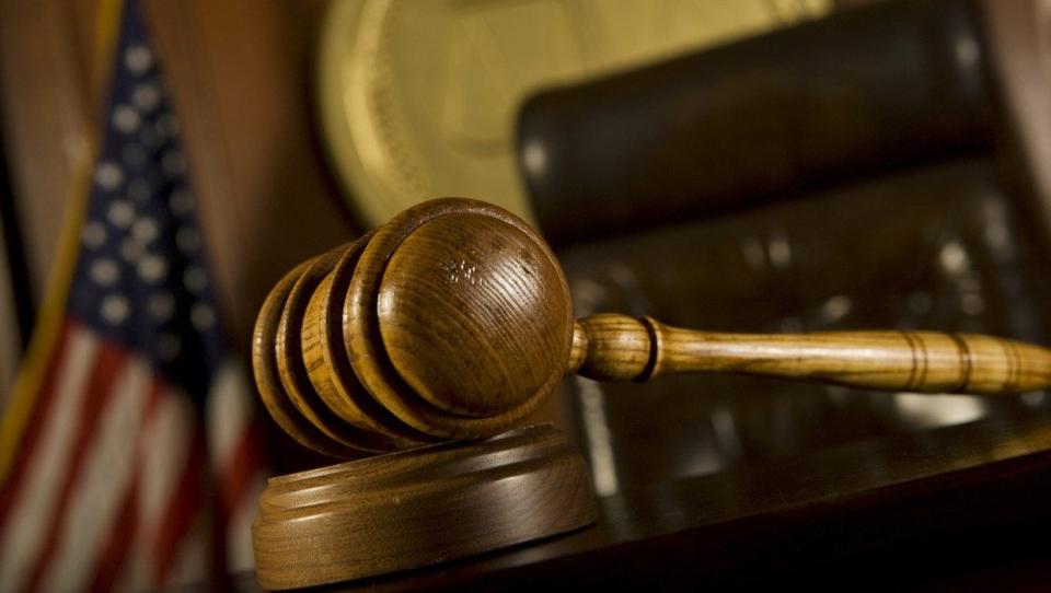 Closeup of gavel in court room