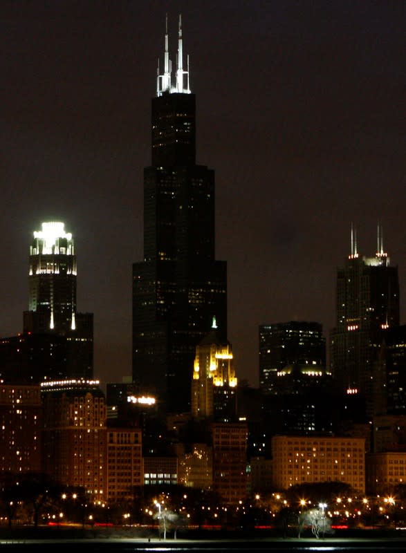 FILE PHOTO: The Sears Tower is shown in the skyline of downtown Chicago shortly before the city participated in "Earth Hour\