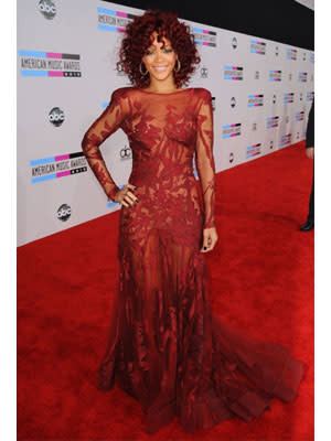 4. Proving she's not afraid to do red on red (on red), wearing a romantic Elie Saab haute couture gown at the 2010 American Music Awards...