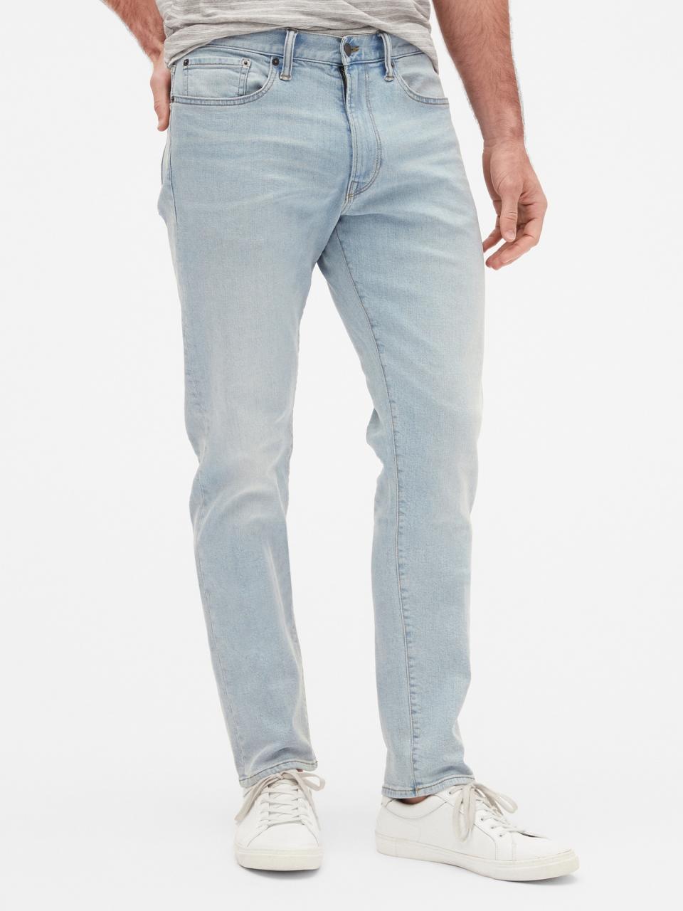 mens light wash jeans, Gap Athletic Taper GapFlex Jeans