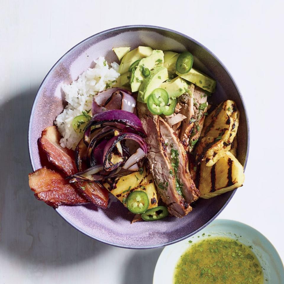 Grilled Pork Bowl with Pineapple and Cilantro