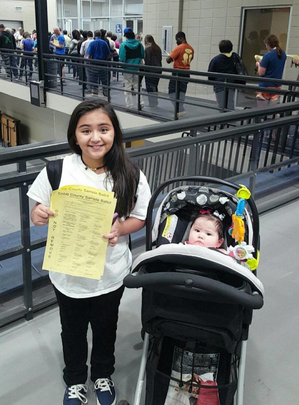 Voted early. Took both of my girls to see me vote for the first female president of the United States. My oldest daughter was so excited to be there and feel that she was part of the process. I voted for the person I want to be the leader of their country during some of their most formative years. I want them to know that as Latinas they are loved and respected in THEIR country. #StrongerTogether