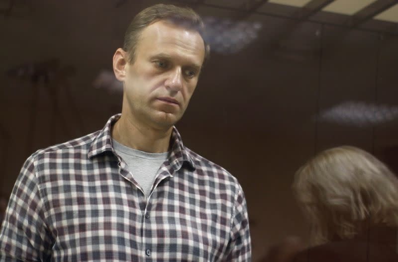 FILE PHOTO: Russian opposition leader Navalny attends a court hearing in Moscow