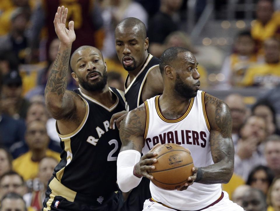 LeBron James had the Raptors defense guessing all night long in Game 2. (AP)