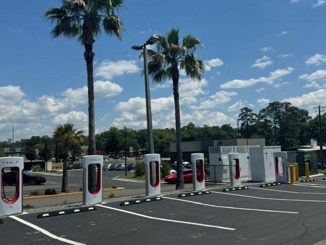 A Tesla Supercharging station is now opened at Westend Square (formerly University Village Shopping Center) on West Pensacola Street.