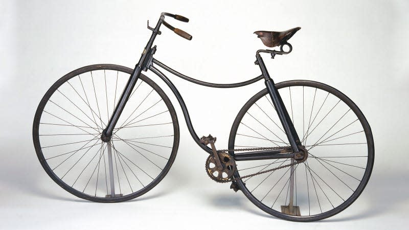 A photo of the Rover Safety Bicycle from 1885. 