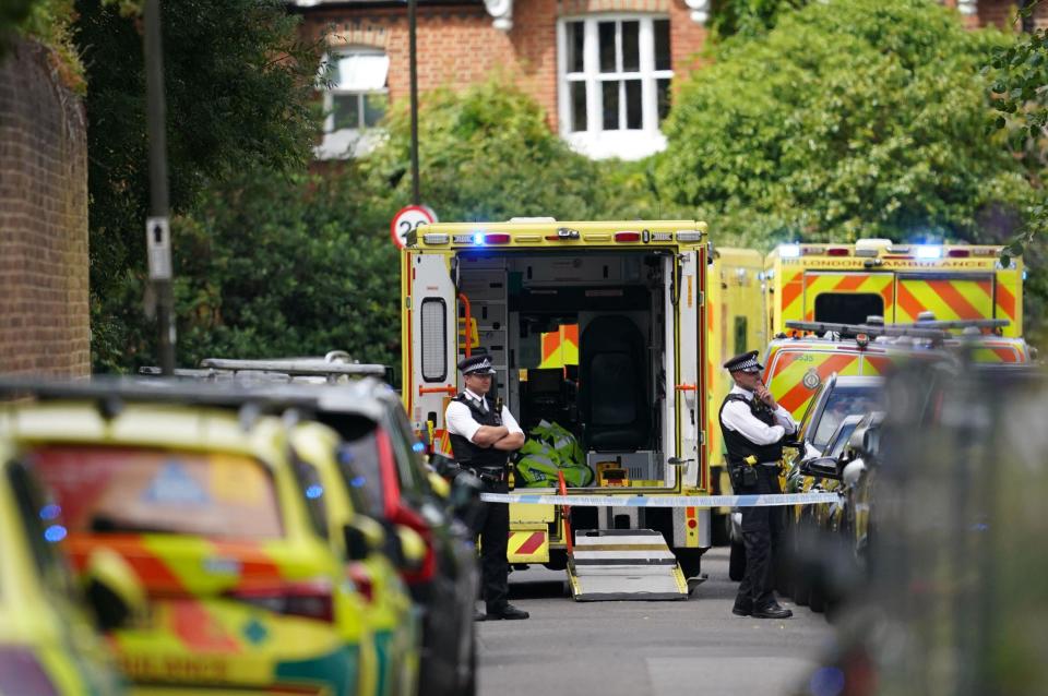 Scenes in Wimbledon, south London, where a car has collided with a primary school building. Officers, firefighters and paramedics, including London’s Air Ambulance, responded to the incident at around 9.54am on Thursday. Picture date: Thursday July 6, 2023.