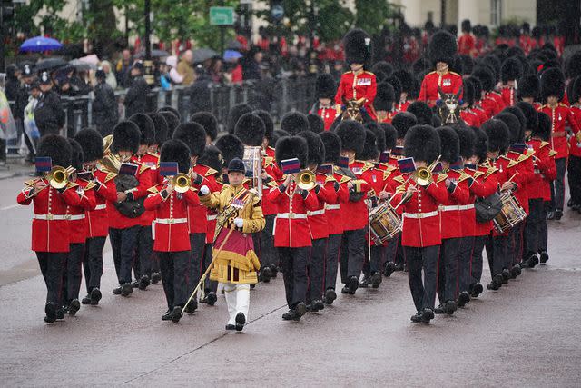 <p>Jonathan Brady/PA Images via Getty</p> The Trooping the Colour ceremony celebrates the King's official birthday