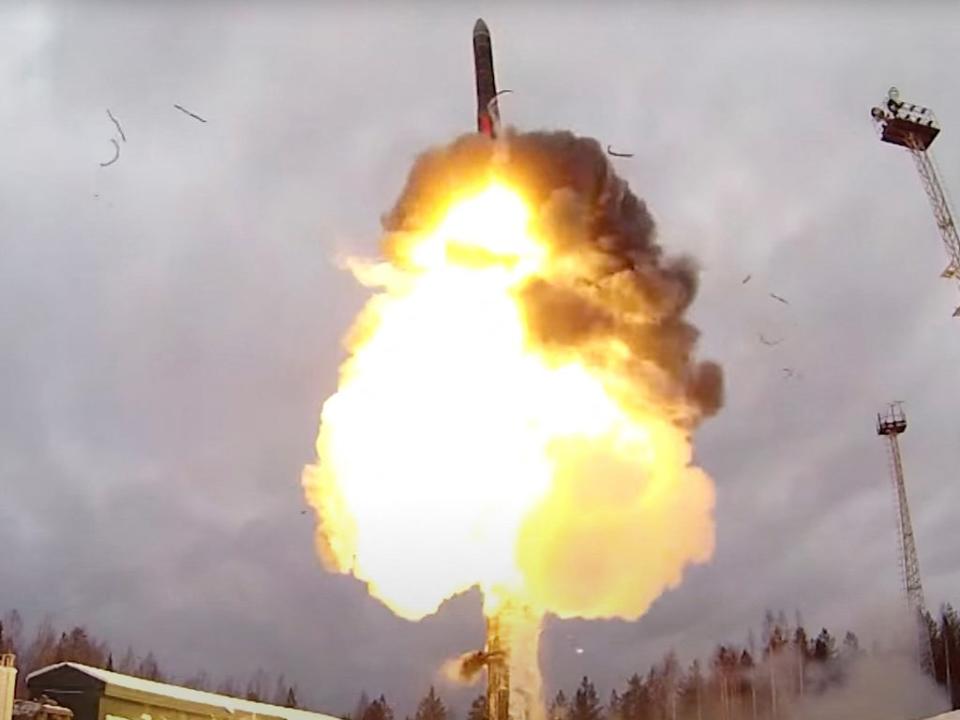 A Russian Yars intercontinental ballistic missile launched during the exercise earlier this month (via REUTERS)