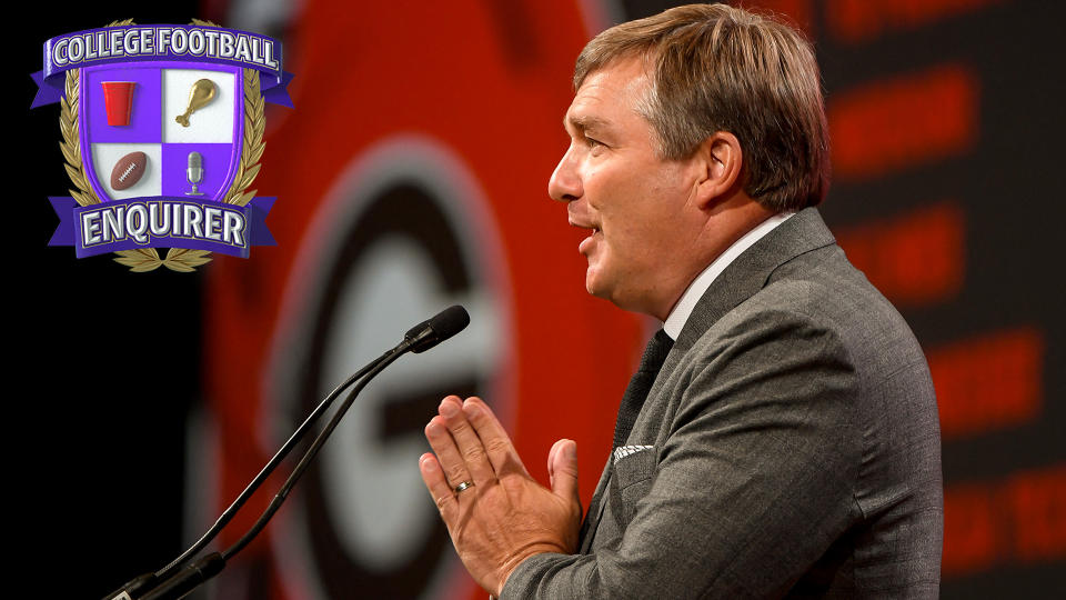 Georgia head coach Kirby Smart speaks to the media during SEC media days
Steve Roberts-USA TODAY Sports