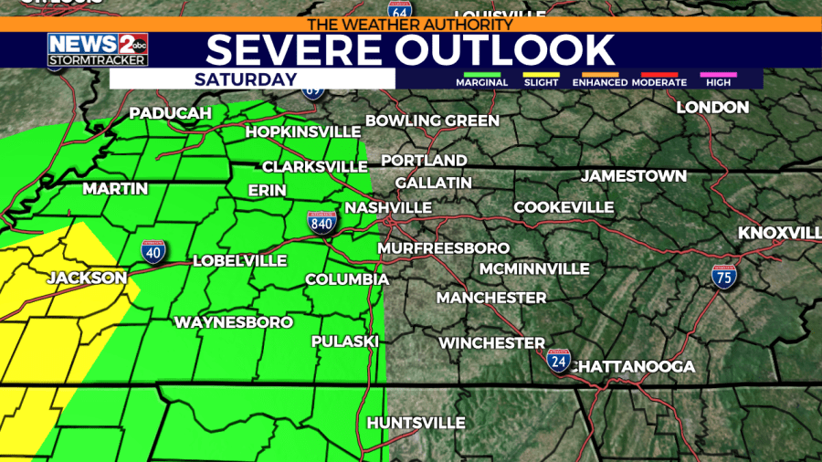 WKRN Severe Weather Outlook local: Valid 6 AM Saturday 12/9 - 6 AM Sunday 12/10.