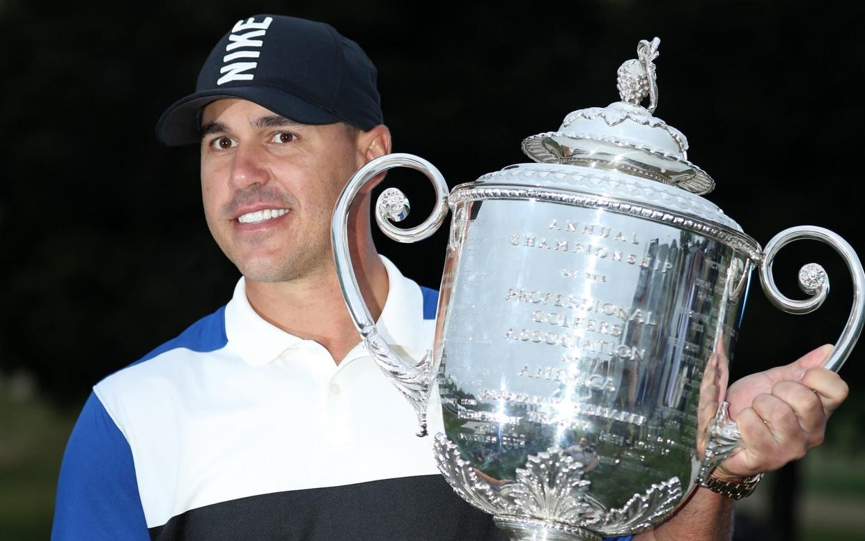 Brooks Koepka fought off a late challenge from Dustin Johnson and a wobble to become the wire-to-wire winner of the US PGA Championship - Getty Images North America