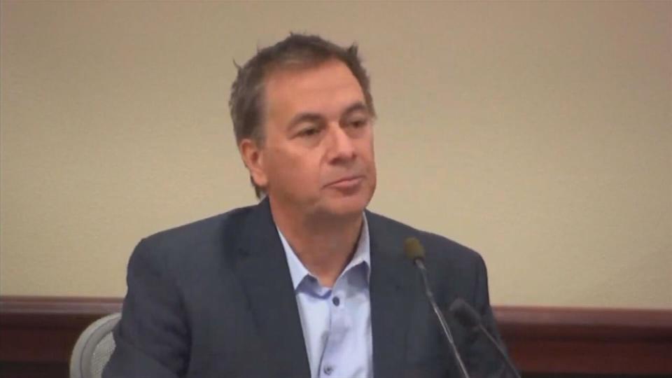 PHOTO: Seth Kenney speaks during the Hannah Gutierrez trial in Santa Fe, N.M., March 4, 2024. (Pool via ABC News)