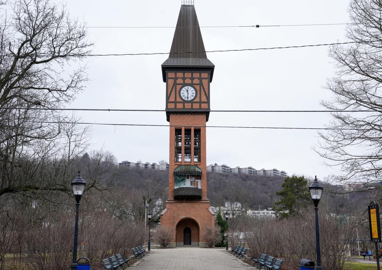 The Carroll Chimes Clock Tower on the north end of Goeble Park will not be disturbed by the Brent Spence Bridge project.