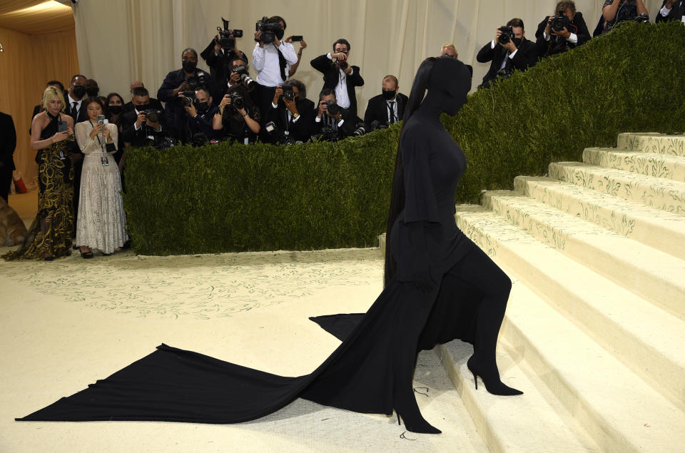 Kim Kardashian attends The Metropolitan Museum of Art's Costume Institute benefit gala celebrating the opening of the "In America: A Lexicon of Fashion" exhibition on Monday, Sept. 13, 2021, in New York. (Photo by Evan Agostini/Invision/AP)